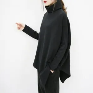 Asymmetrical Turtleneck Long Sleeve Shirt