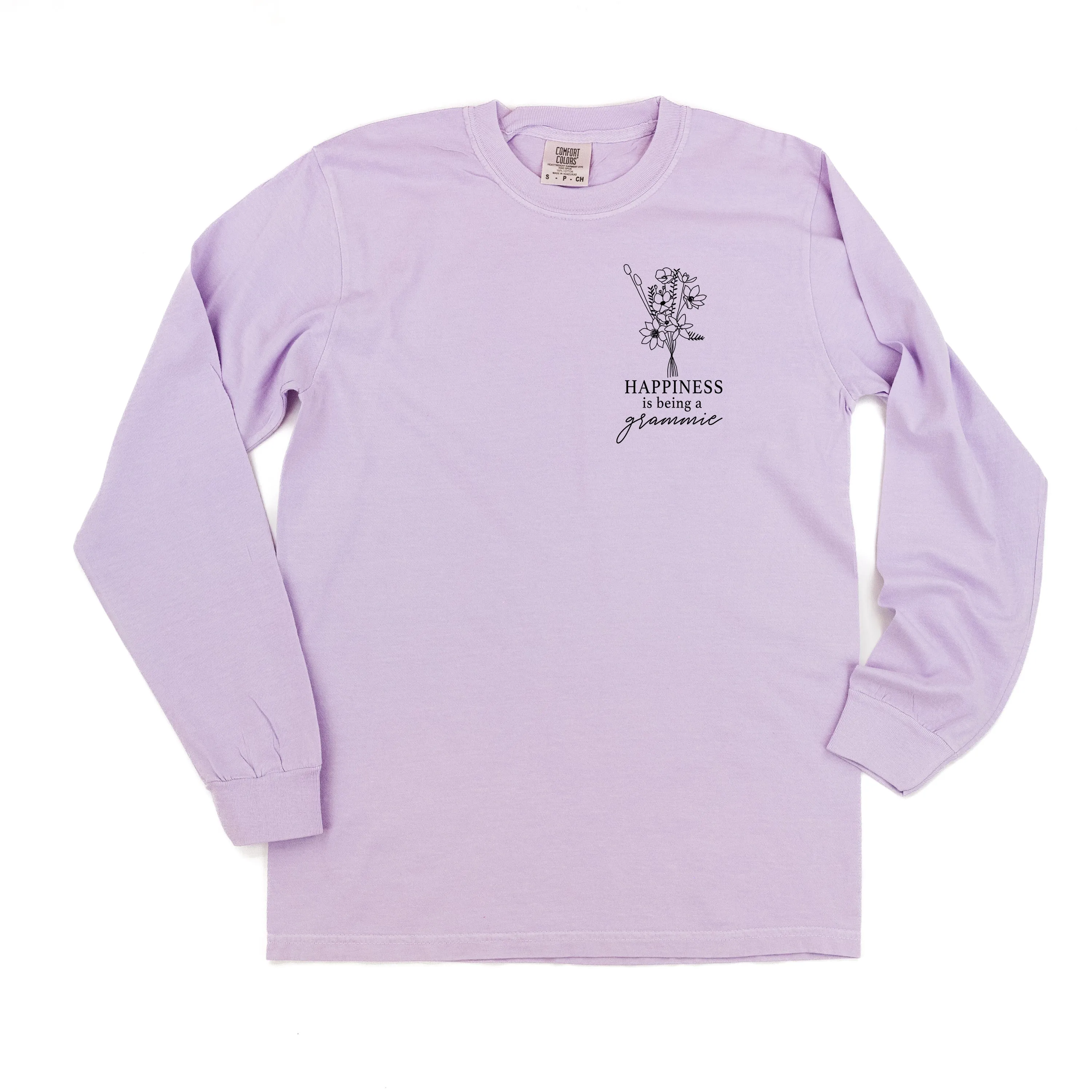 Bouquet Style - Happiness is Being a GRAMMIE - LONG SLEEVE COMFORT COLORS TEE