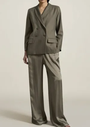 Boxy Tuxedo Blazer, Sage