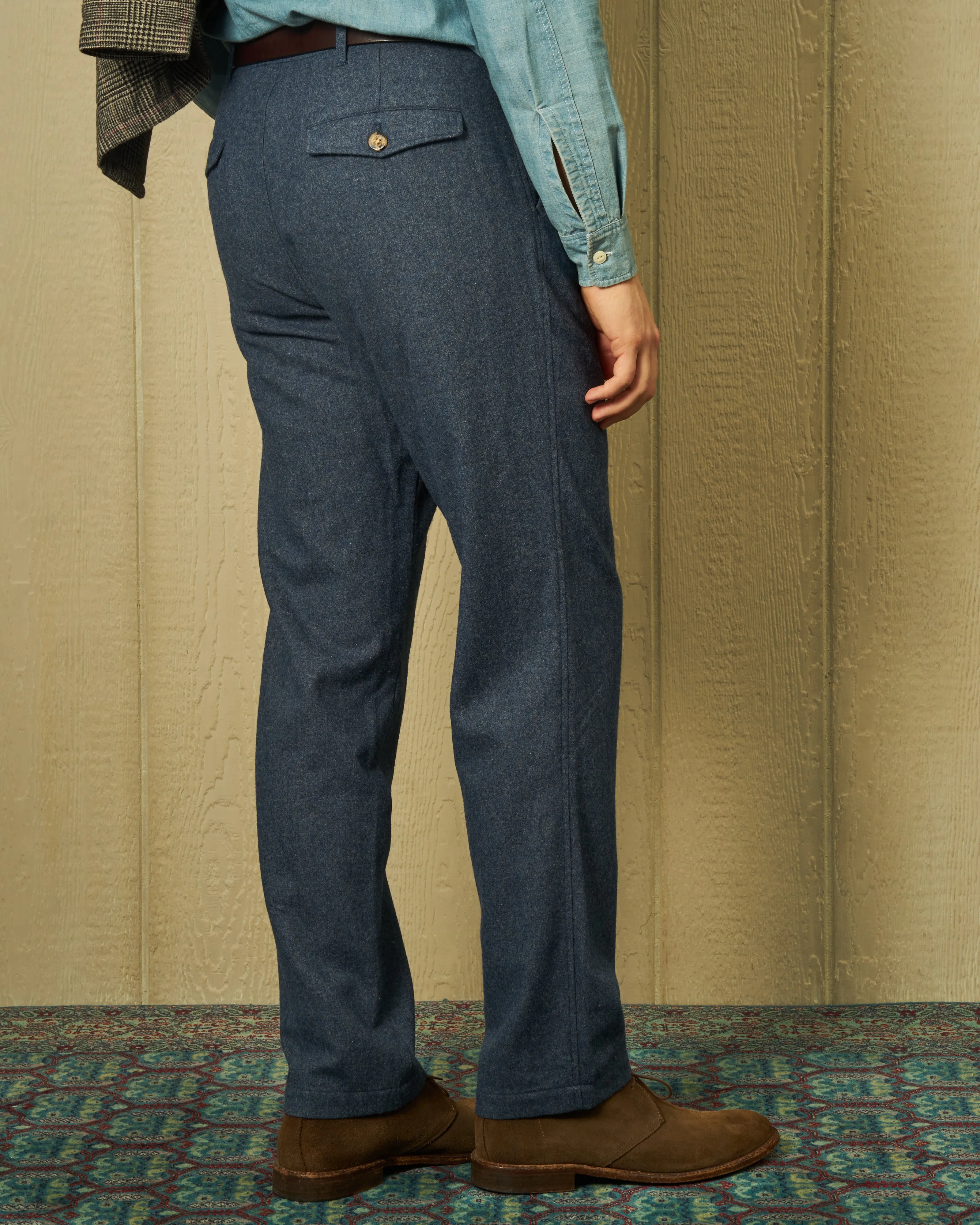 Camden Pant in Air Force Blue Washed Wool