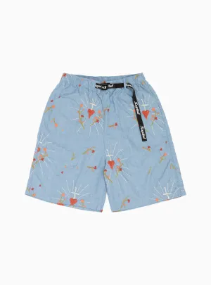 Corazon Embroidered Easy Shorts Blue