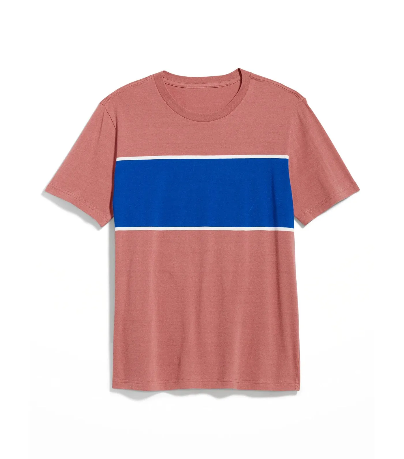 Crew-Neck Striped T-Shirt For Men Dusty Rose