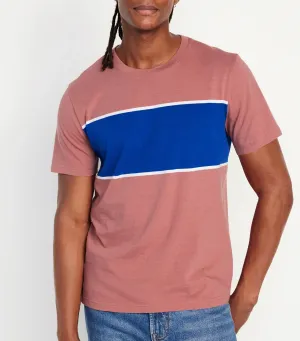 Crew-Neck Striped T-Shirt For Men Dusty Rose