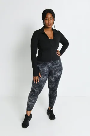 Curve Revitalise 7/8 High Waisted Leggings - Black Tie Dye