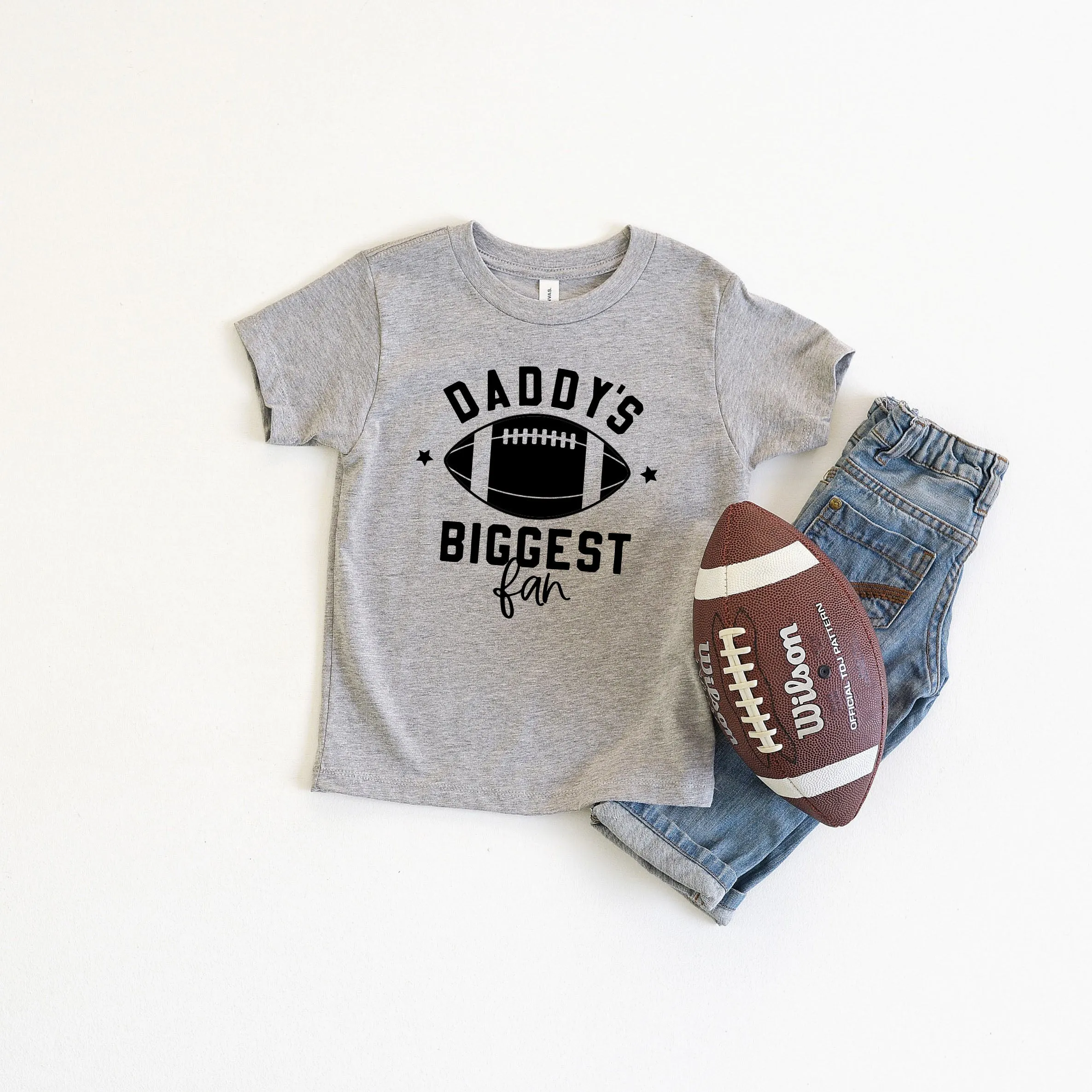 Daddy's Biggest Fan - (Football) - Short Sleeve Child Shirt