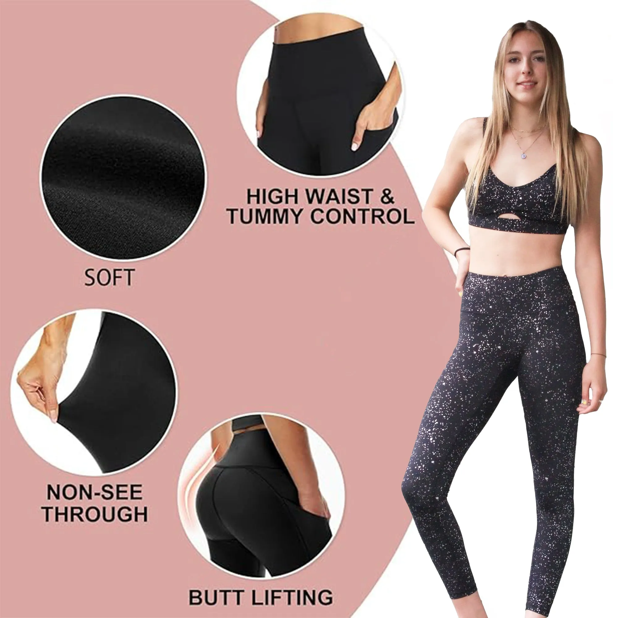 Donatella Mid-Waist Active Wear Sparkle Leggings - Perfect for gym & yoga