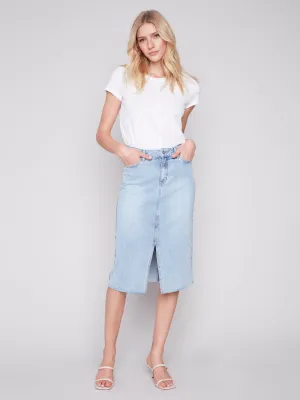 Frayed Hem Denim Skirt