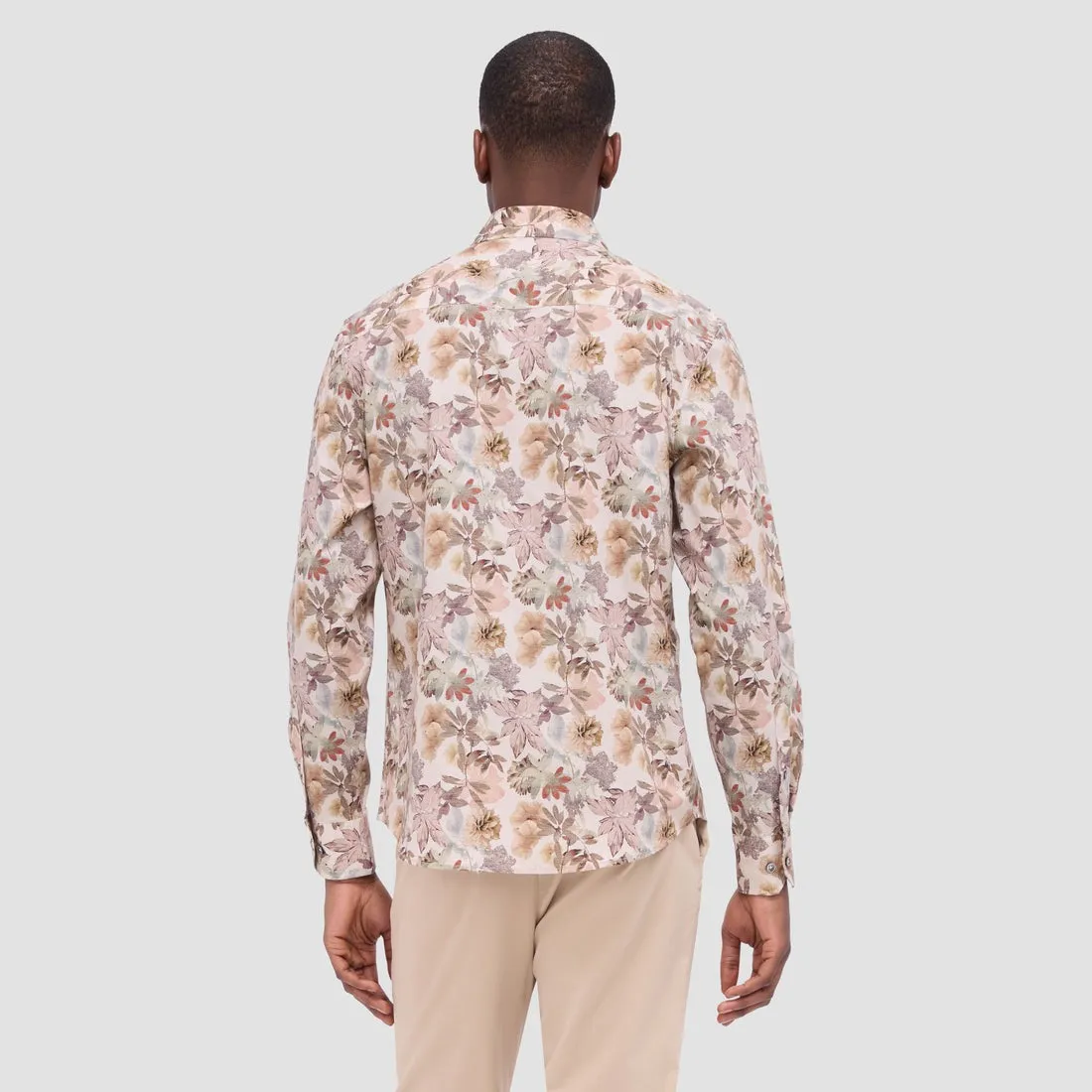 GARDEN PRINT COMFORT STRETCH SHAPED FIT SHIRT - DESERT