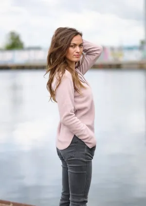 Henriette Cozy Fleece V-Neck | Dusty Rose