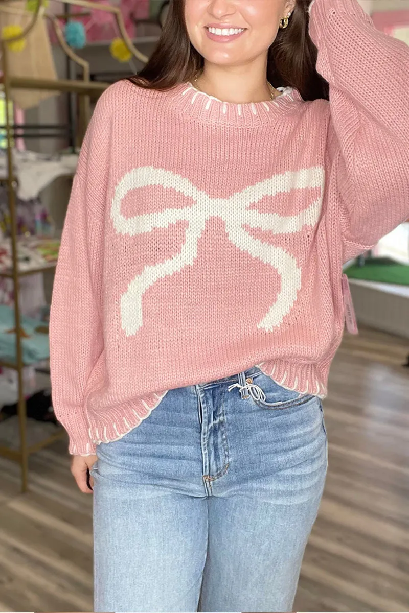 HWS1374 Oversized Bow Sweater