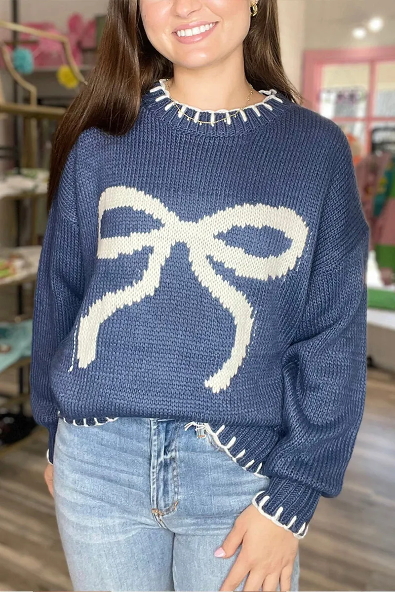 HWS1374 Oversized Bow Sweater