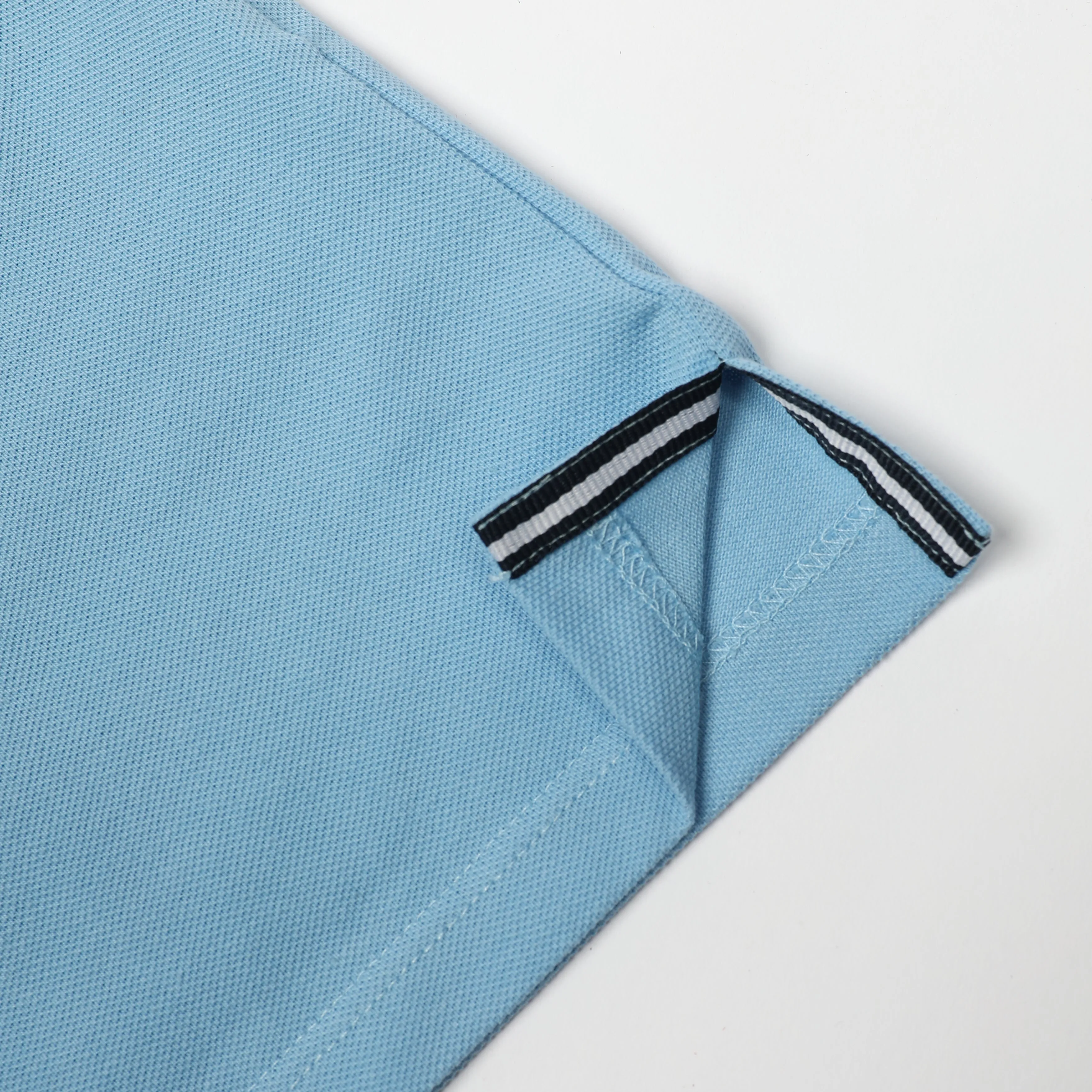 Ice Blue Open Collar Pique Polo