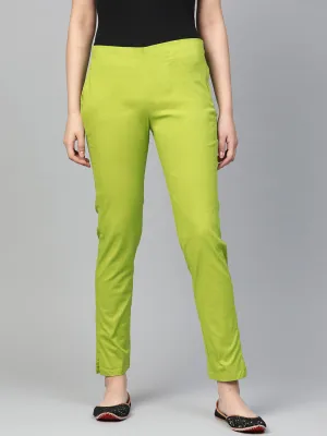 Jashvi Women Green Smart Slim Fit Solid Regular Trousers