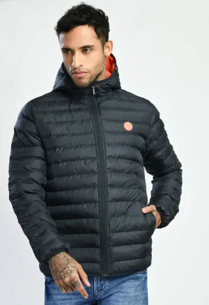 Navy Dobby Quilted Bomber Jacket