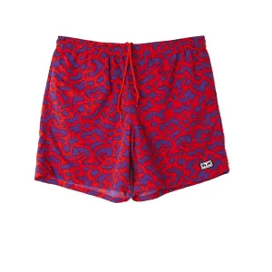 OBEY EASY RELAXED FUZZ SHORT // RED MULTI