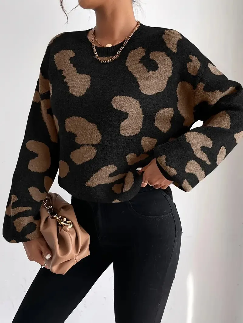 Oversized Animal Print Sweater