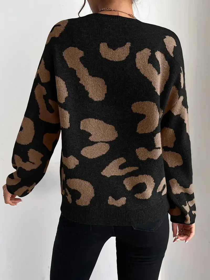 Oversized Animal Print Sweater