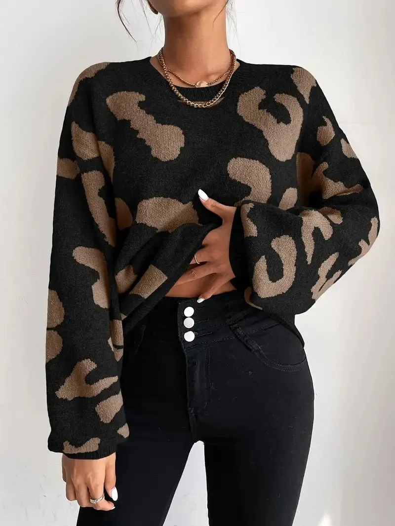 Oversized Animal Print Sweater