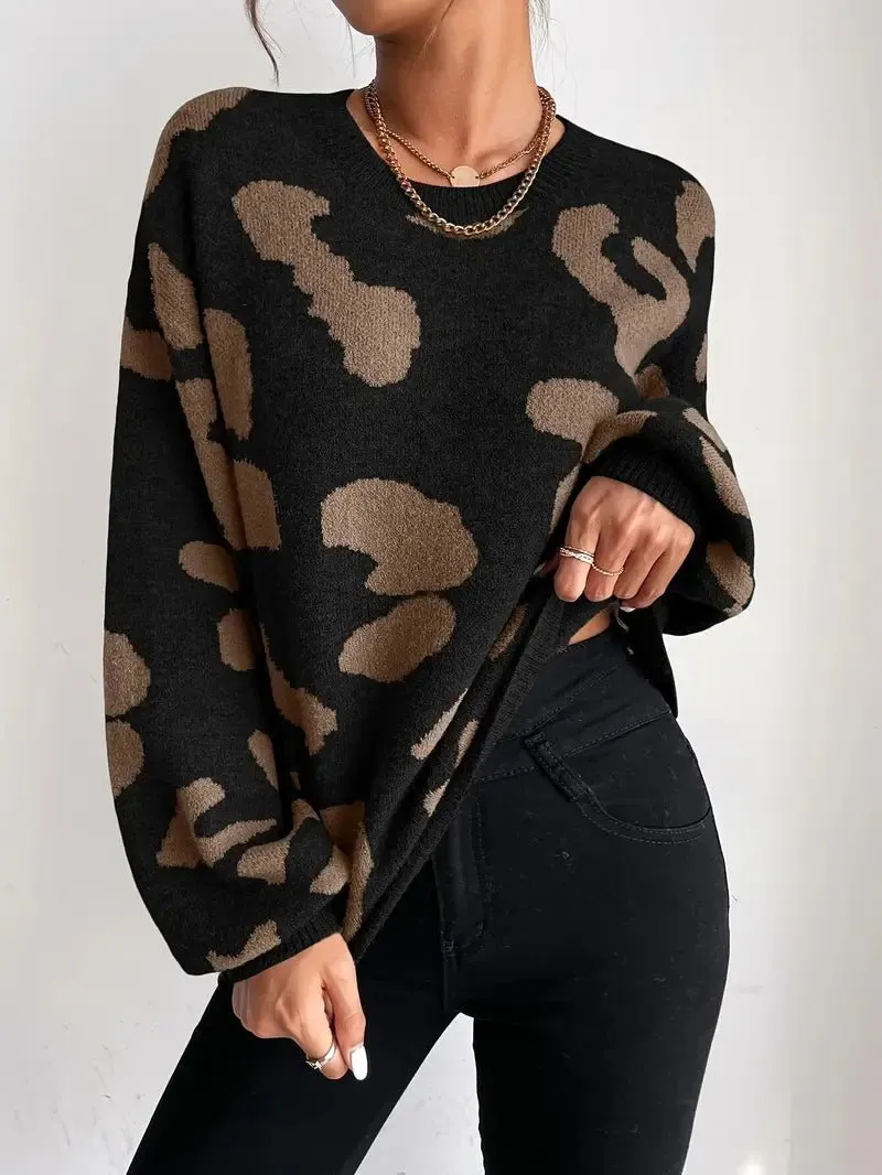 Oversized Animal Print Sweater