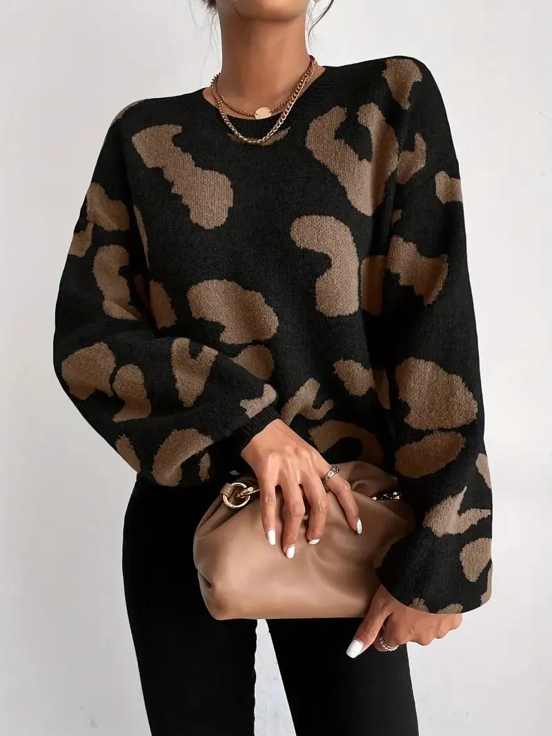 Oversized Animal Print Sweater