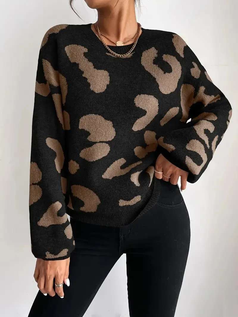 Oversized Animal Print Sweater