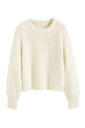 Popcorn Cashmere Stitch Sweater, Cream