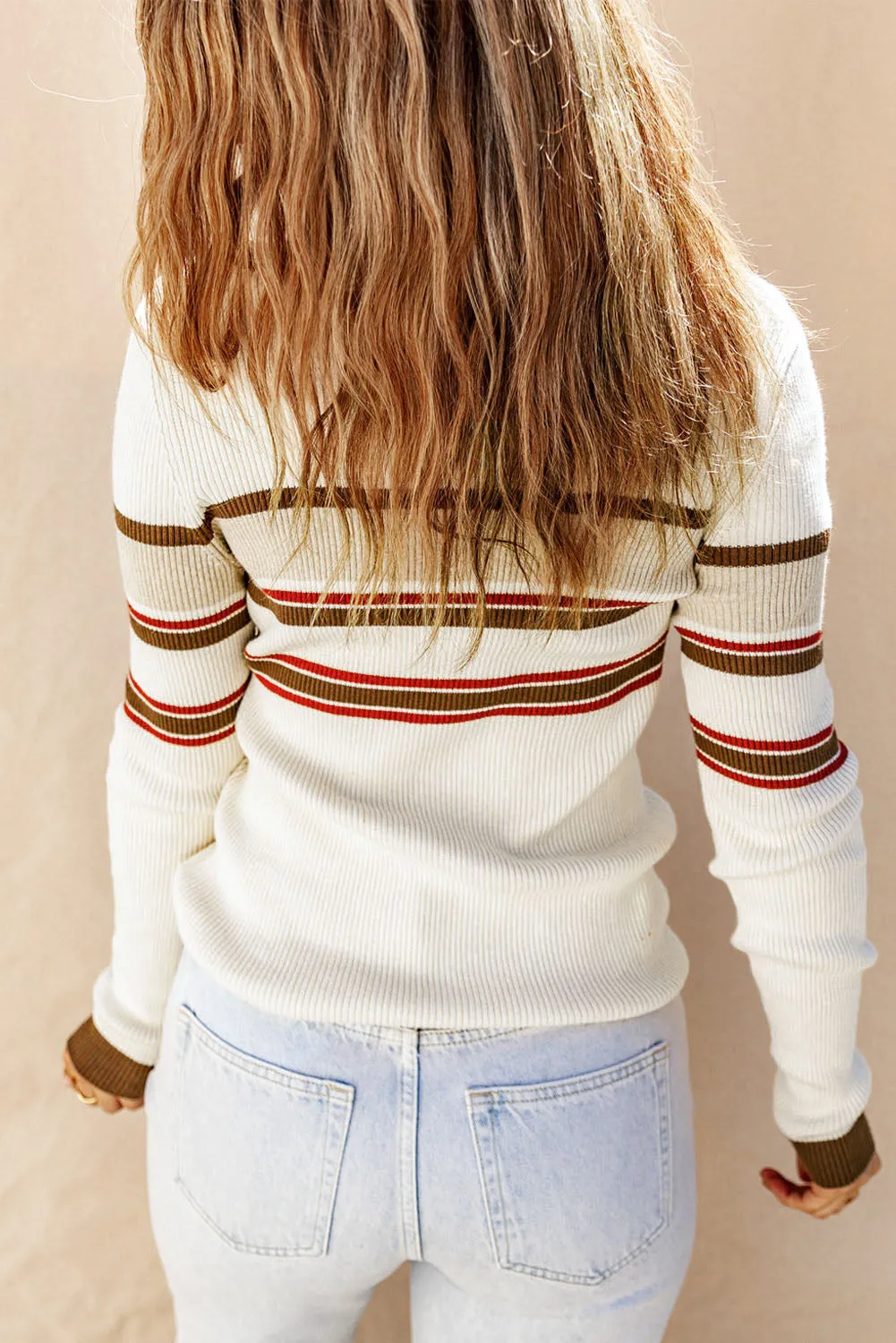 Rib Knitted Henley Sweater