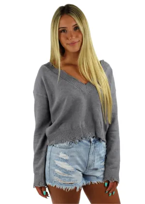 Rock N Rags - "Sweet Life" Sweater - Grey - Distressed Cozy