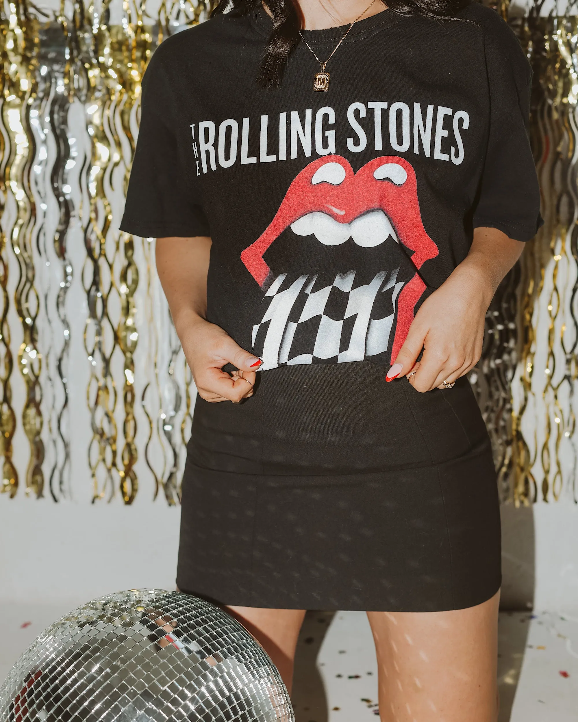 Rolling Stones Zip Code Night Black Thrifted Distressed Tee