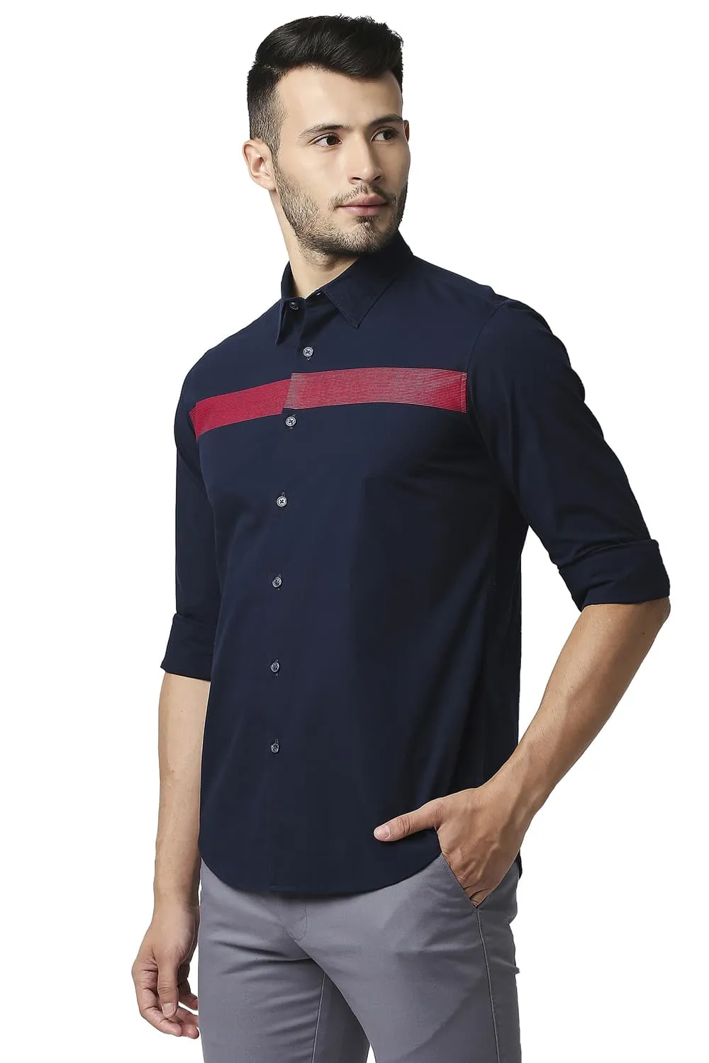 Slim Fit Poplin Stretch Stripe Shirt