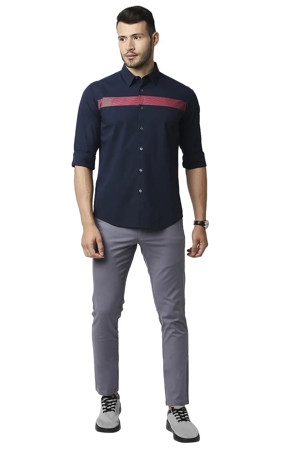 Slim Fit Poplin Stretch Stripe Shirt