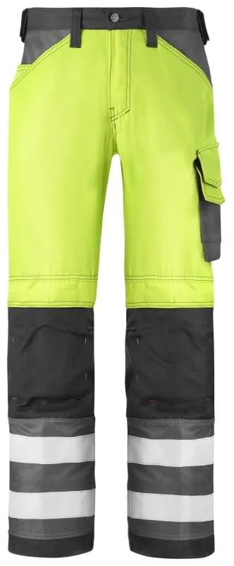 Snickers Hi Vis 3 Series Work Trousers Kneepad Pockets Class 2 -3333