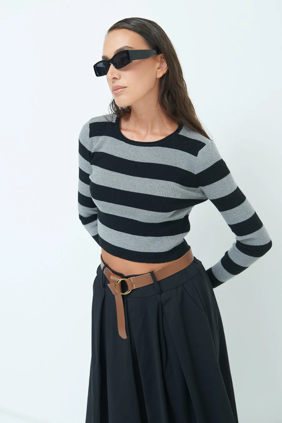 Striped ribbed crop top wholesale