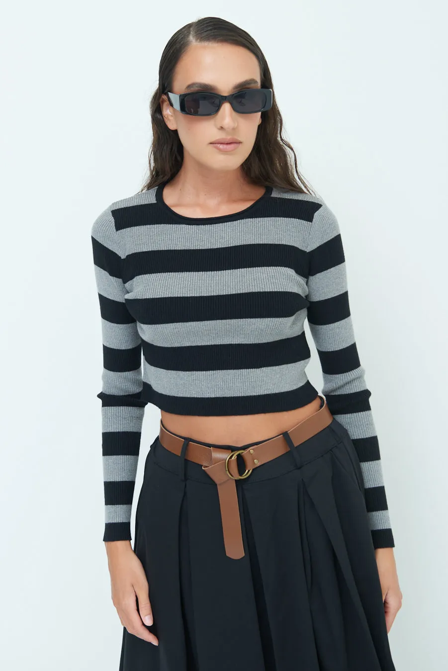 Striped ribbed crop top wholesale