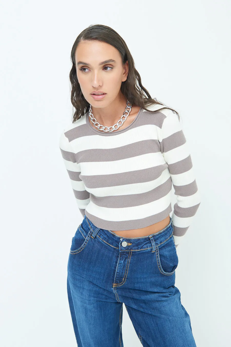 Striped ribbed crop top wholesale