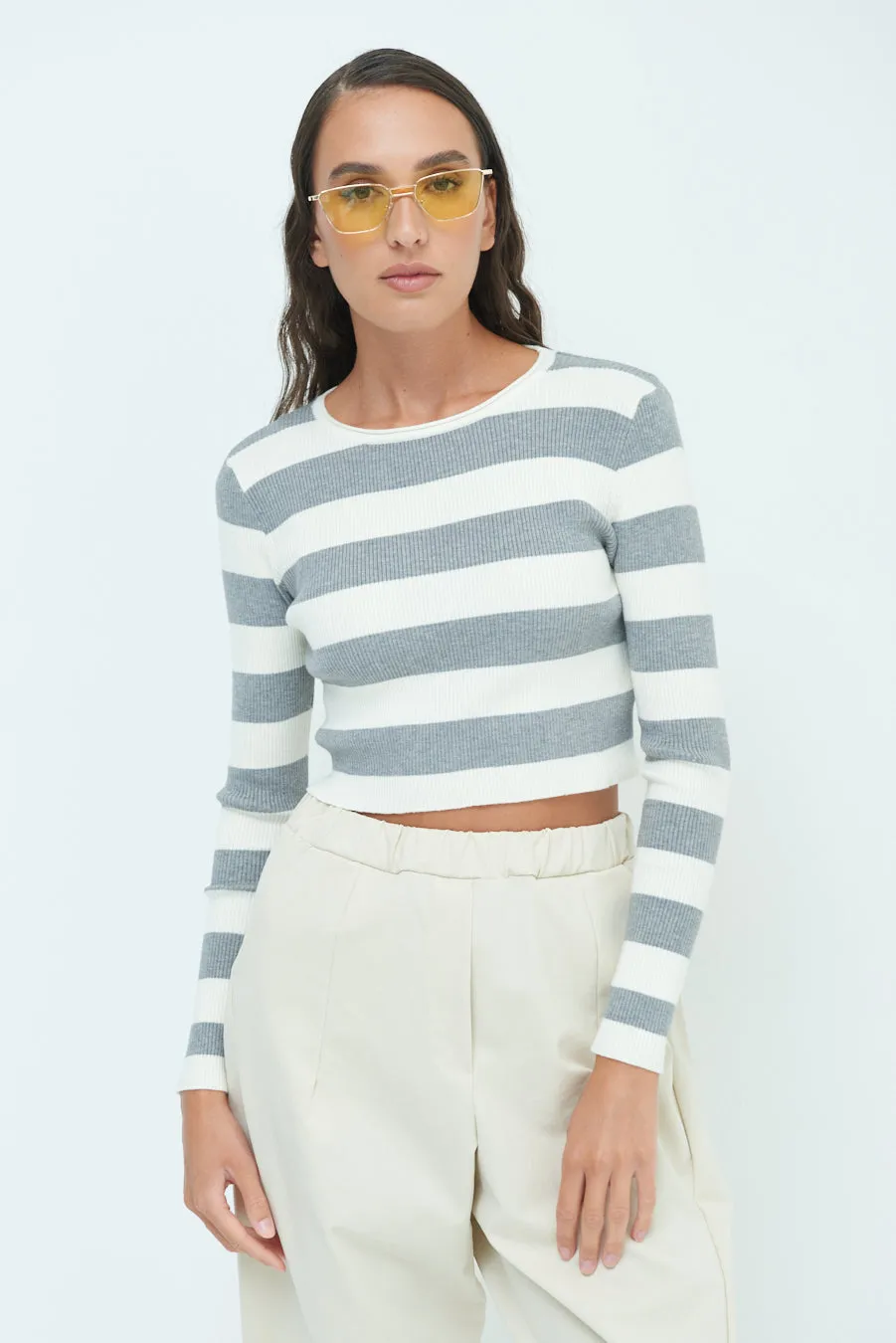 Striped ribbed crop top wholesale