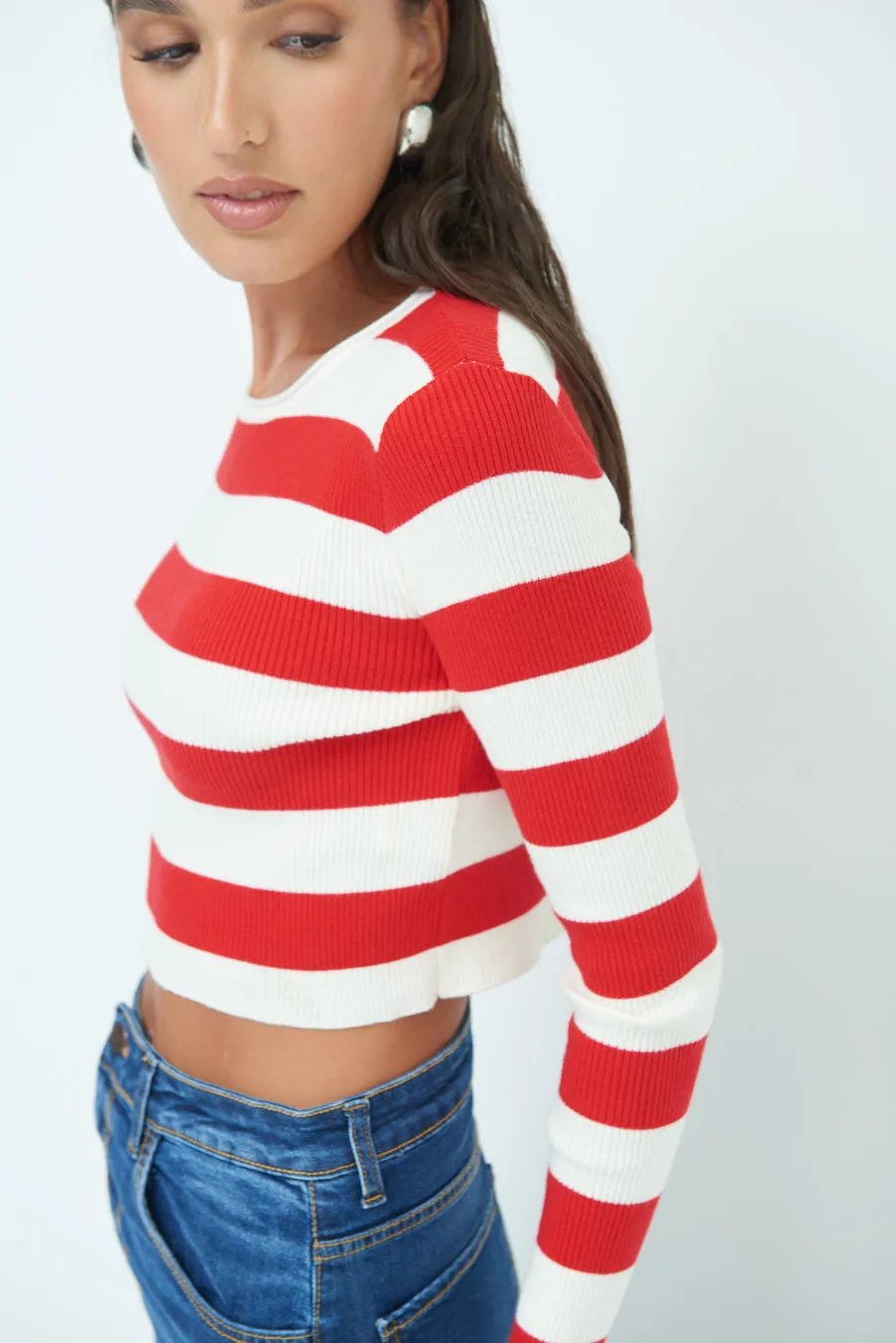 Striped ribbed crop top wholesale