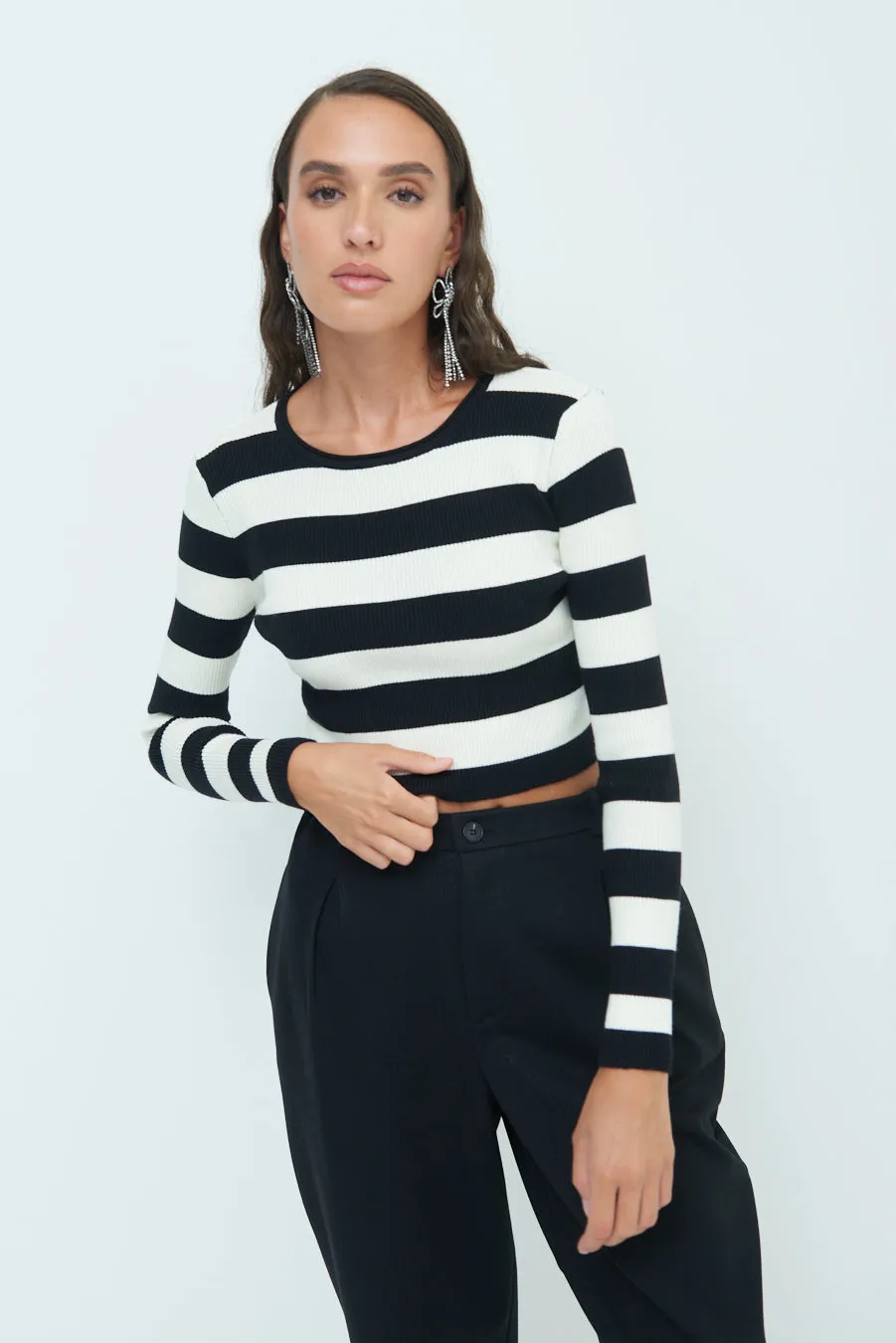 Striped ribbed crop top wholesale