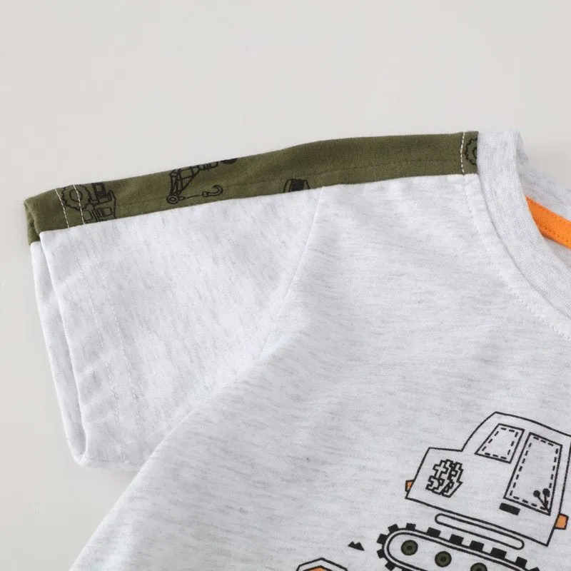 Toddler Boy's Truck Print T-shirt with Shorts Set