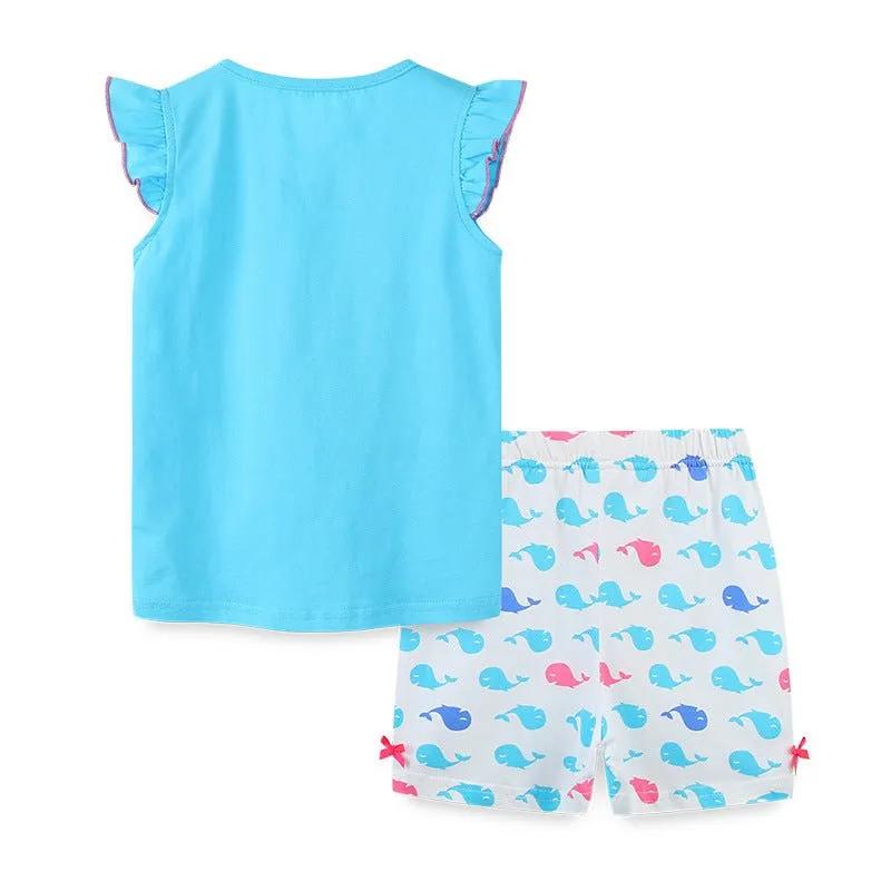 Toddler/Kid Girl's Dolphin Print Top with Shorts Set