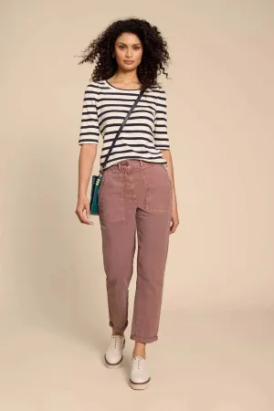 White Stuff Twister Organic Chino Trousers in Dusty Pink