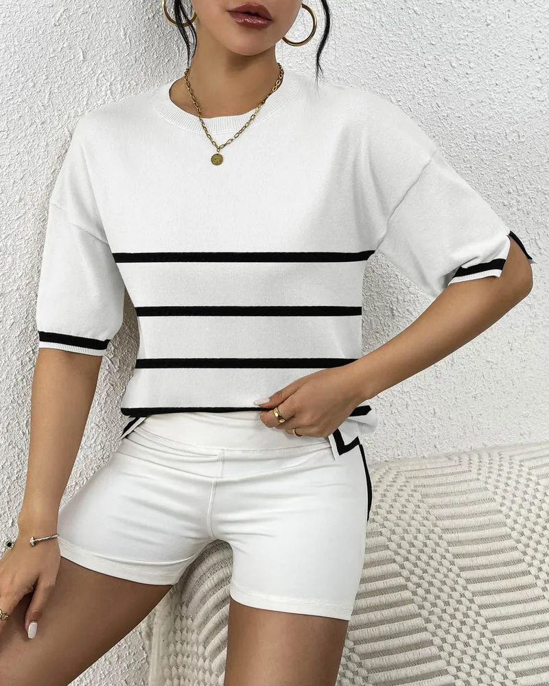 Zeagoo Knit Short Sleeve Tops